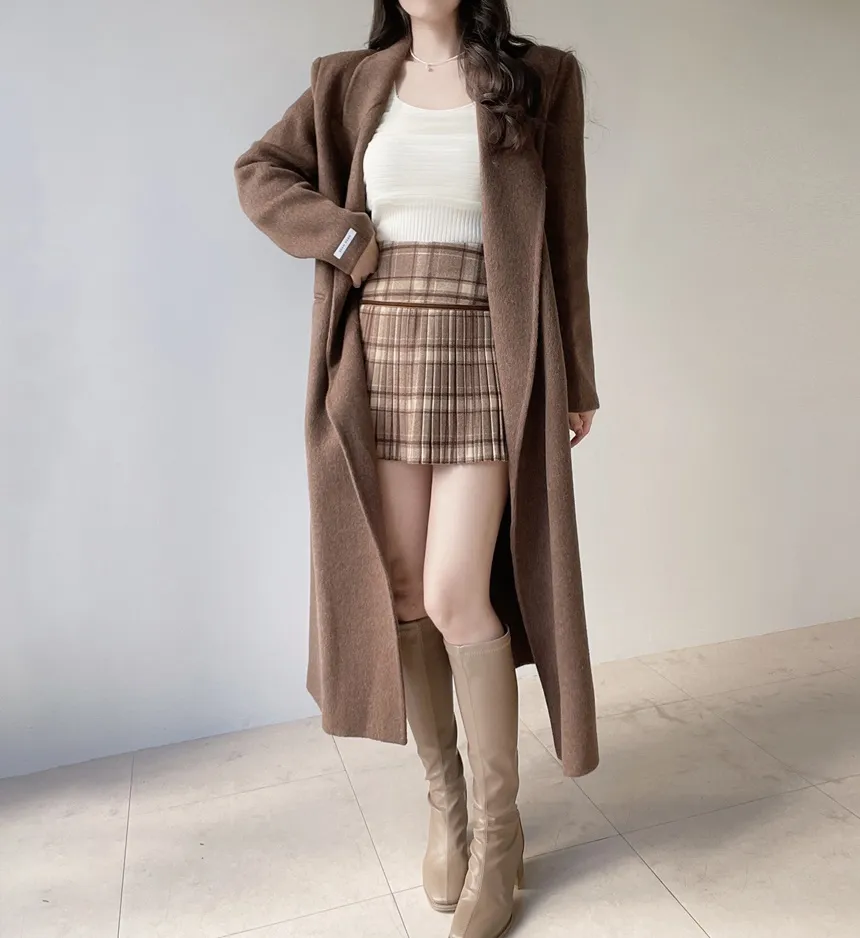 ストラップ付ウール混ロングカラーコート | mirangmirang | 詳細画像14