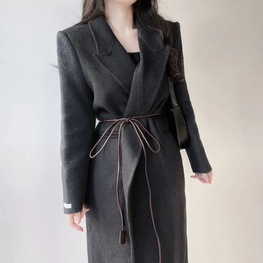 ストラップ付ウール混ロングカラーコート | mirangmirang | 詳細画像16