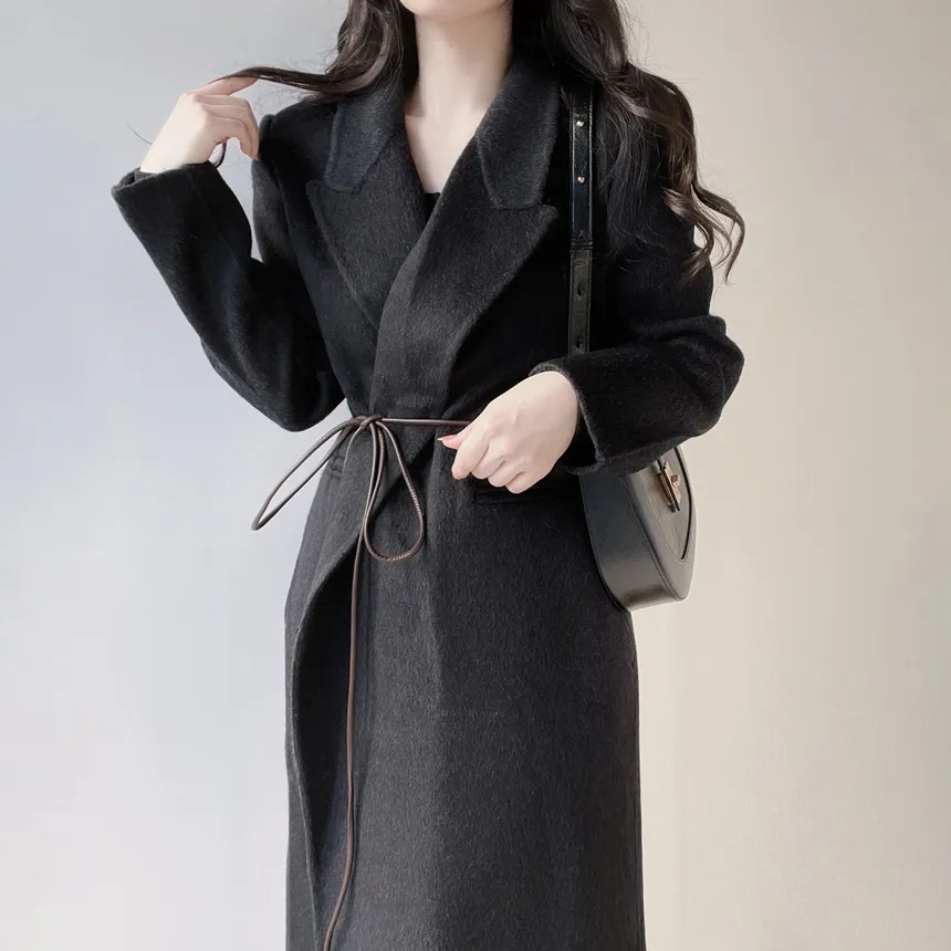 ストラップ付ウール混ロングカラーコート | mirangmirang | 詳細画像17