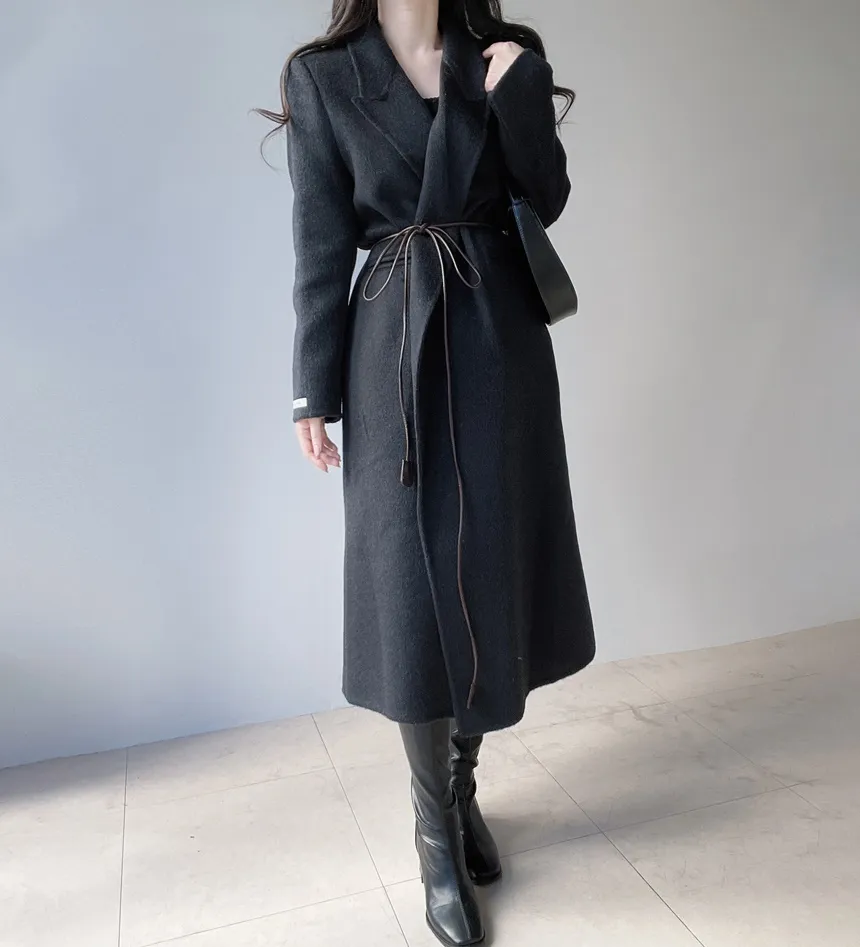 ストラップ付ウール混ロングカラーコート | mirangmirang | 詳細画像20