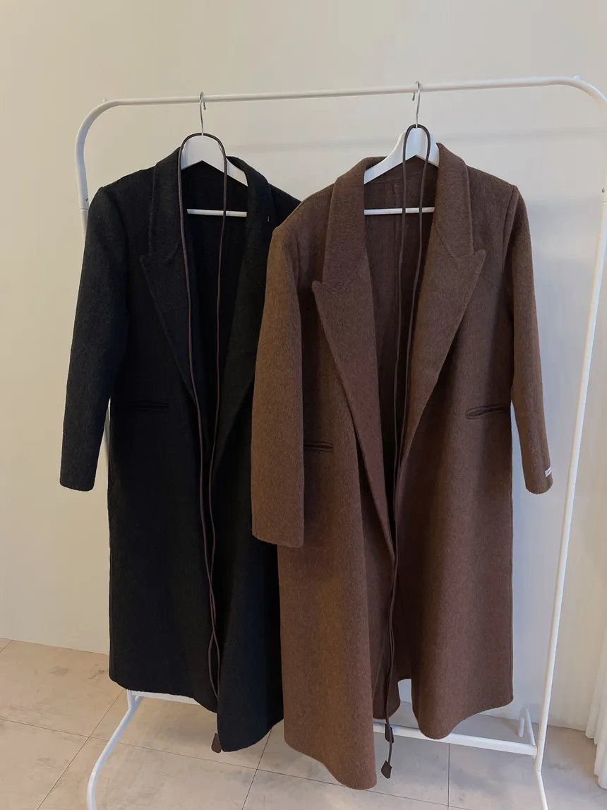 ストラップ付ウール混ロングカラーコート | mirangmirang | 詳細画像24