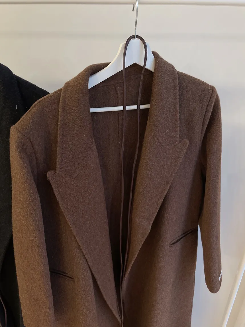 ストラップ付ウール混ロングカラーコート | mirangmirang | 詳細画像26