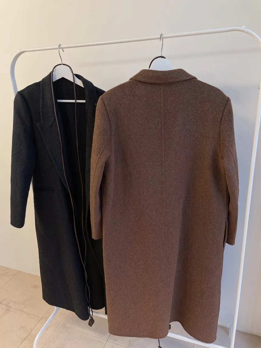 ストラップ付ウール混ロングカラーコート | mirangmirang | 詳細画像27