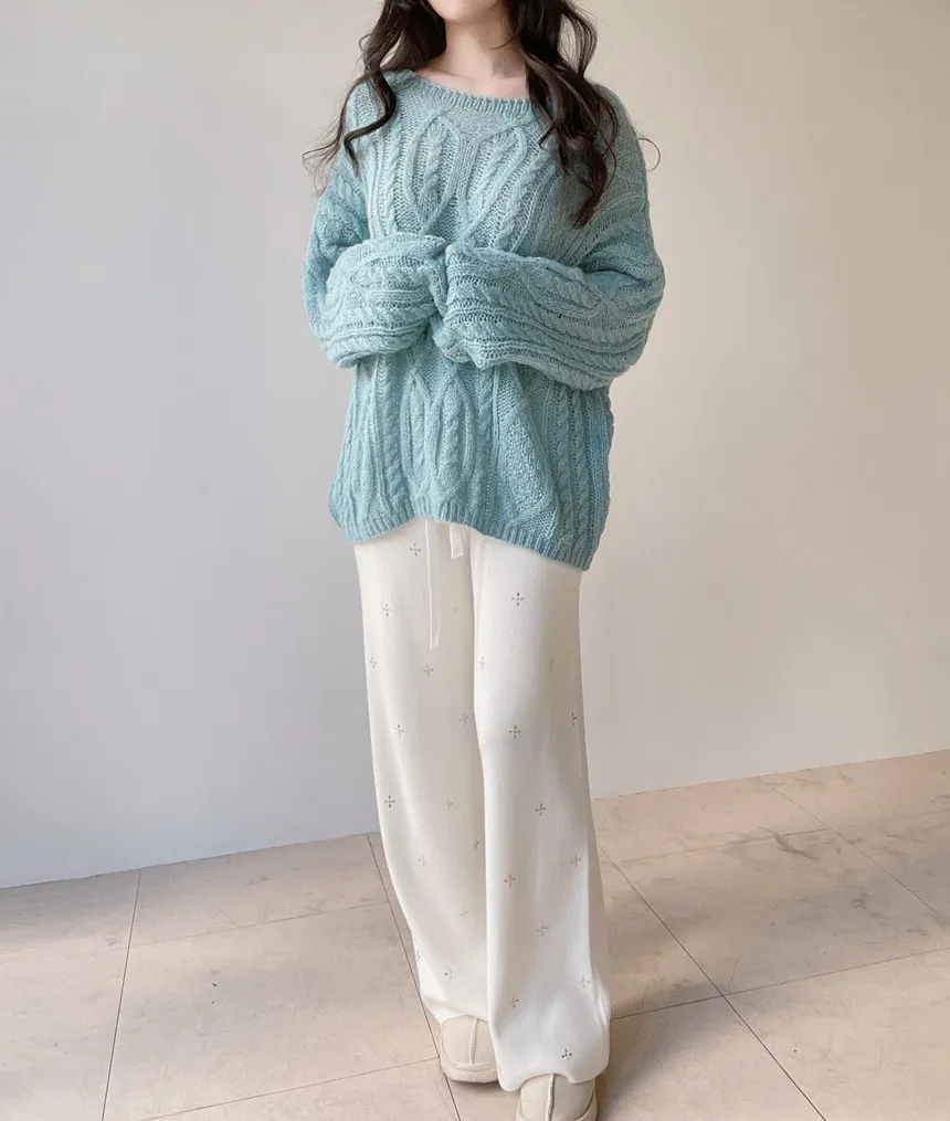 ウール混ケーブルボートネックルーズニット | mirangmirang | 詳細画像4