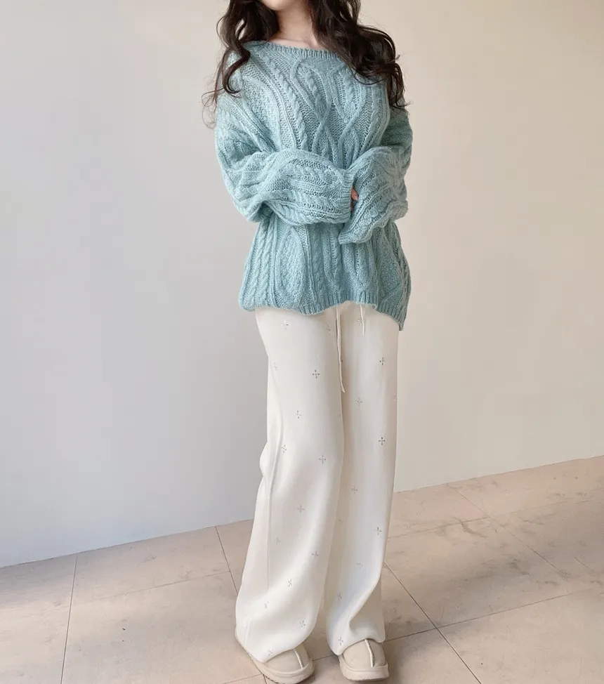 ウール混ケーブルボートネックルーズニット | mirangmirang | 詳細画像5