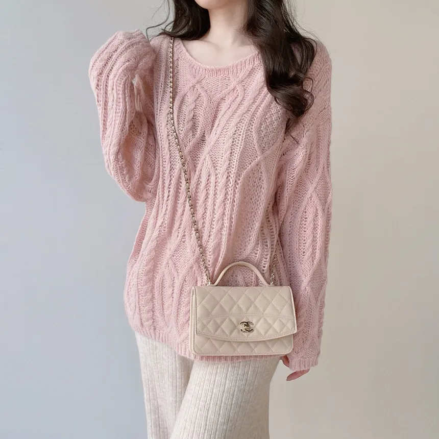 ウール混ケーブルボートネックルーズニット | mirangmirang | 詳細画像13