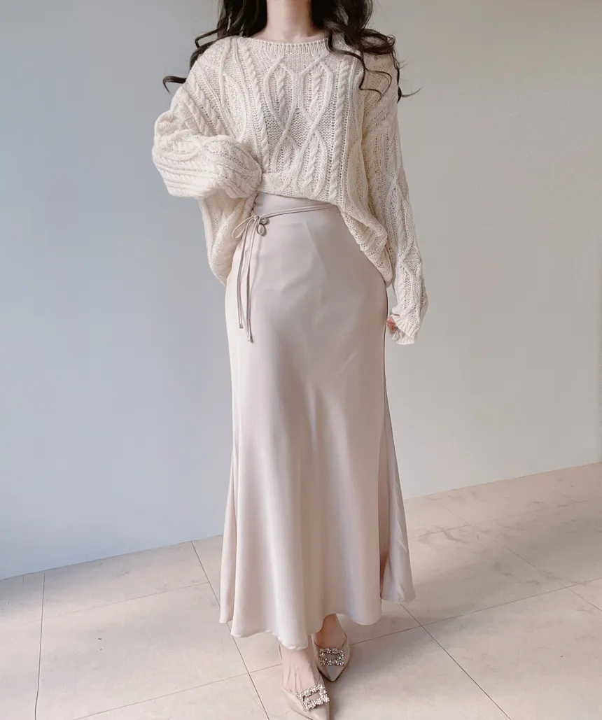 ウール混ケーブルボートネックルーズニット | mirangmirang | 詳細画像21