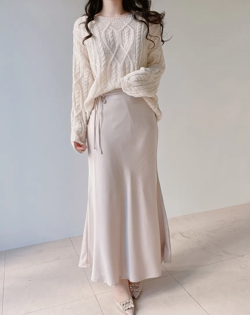 ウール混ケーブルボートネックルーズニット | mirangmirang | 詳細画像23