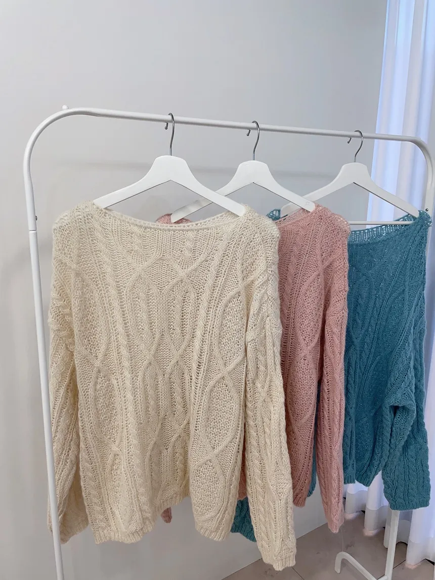 ウール混ケーブルボートネックルーズニット | mirangmirang | 詳細画像25