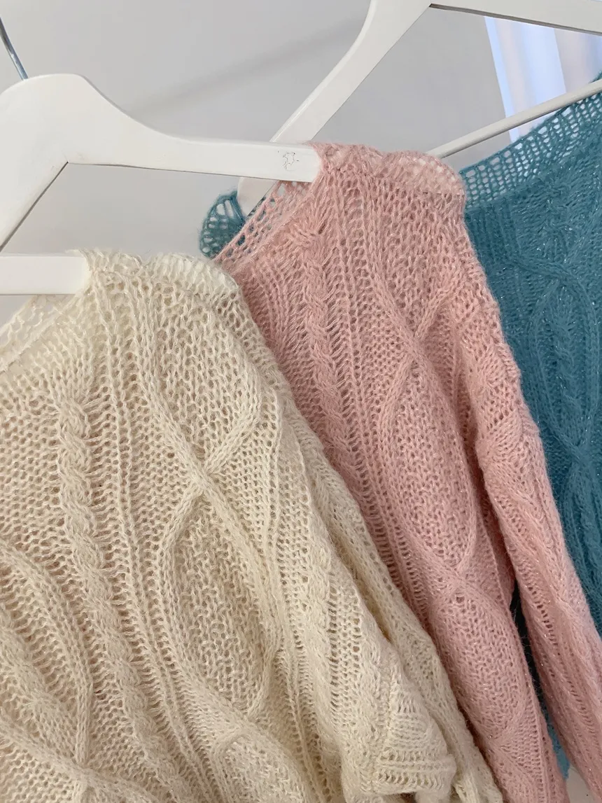 ウール混ケーブルボートネックルーズニット | mirangmirang | 詳細画像26