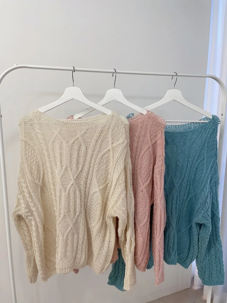 ウール混ケーブルボートネックルーズニット | mirangmirang | 詳細画像27