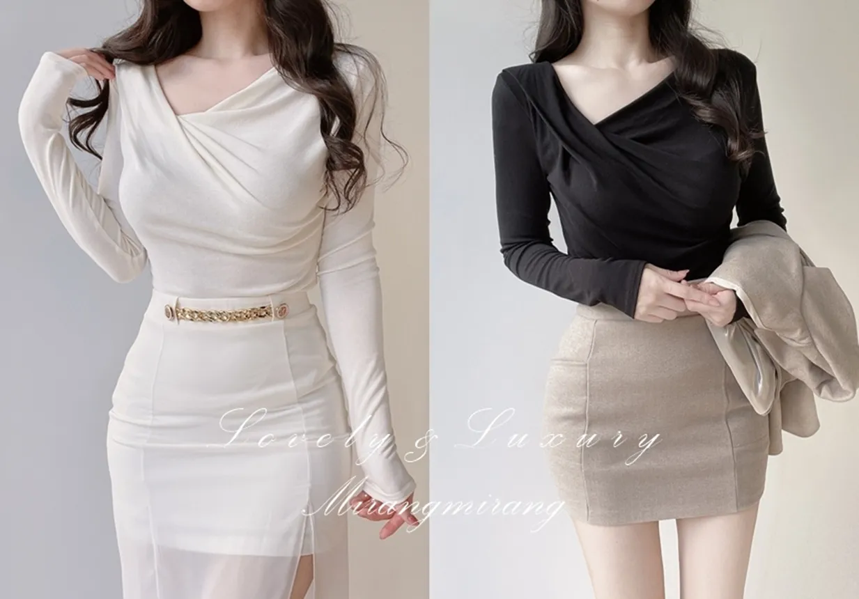 ドレープシャーリングスリムTシャツ | mirangmirang | 詳細画像1