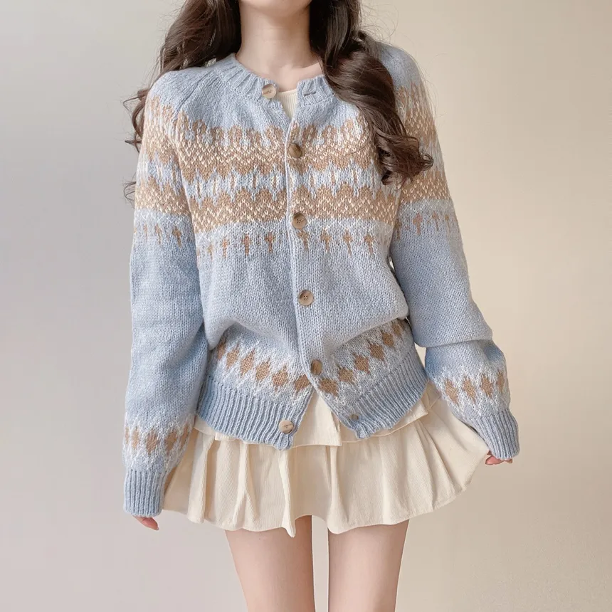 ラウンドネックノルディックカーディガン | mirangmirang | 詳細画像2