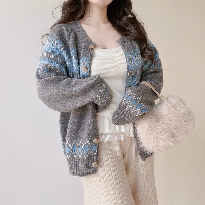 ラウンドネックノルディックカーディガン | mirangmirang | 詳細画像12