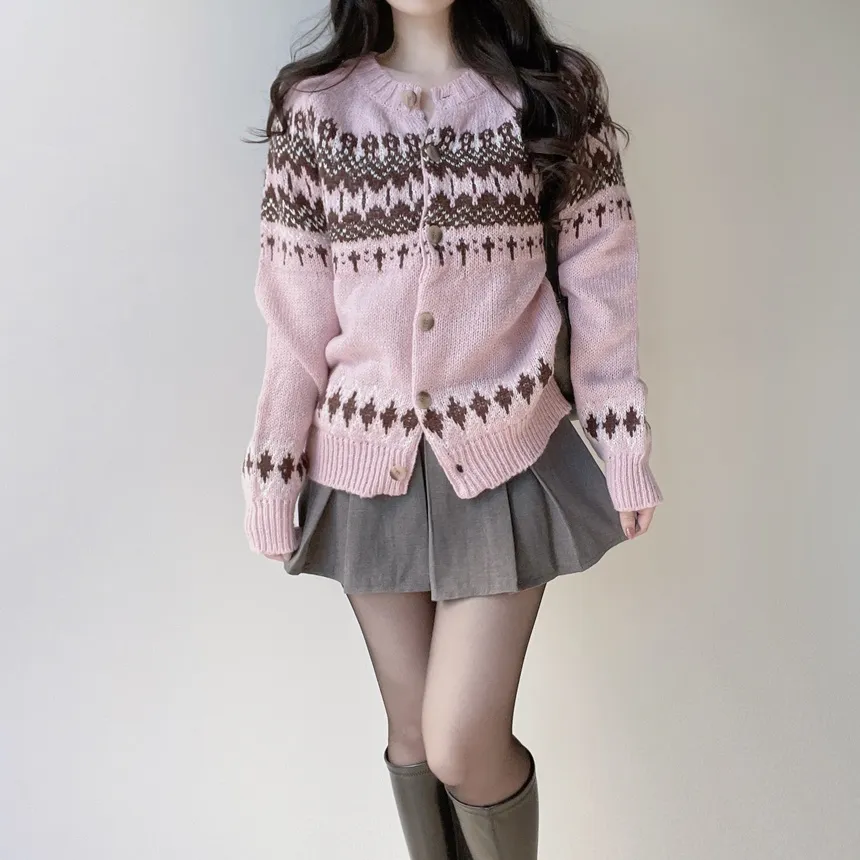 ラウンドネックノルディックカーディガン | mirangmirang | 詳細画像23