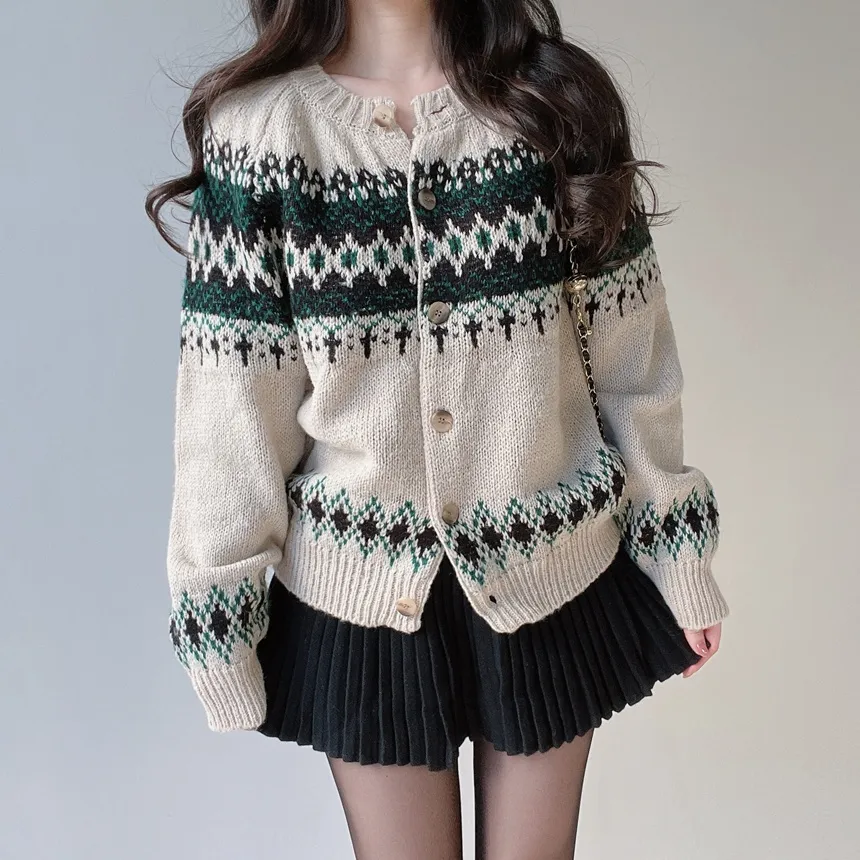 ラウンドネックノルディックカーディガン | mirangmirang | 詳細画像32