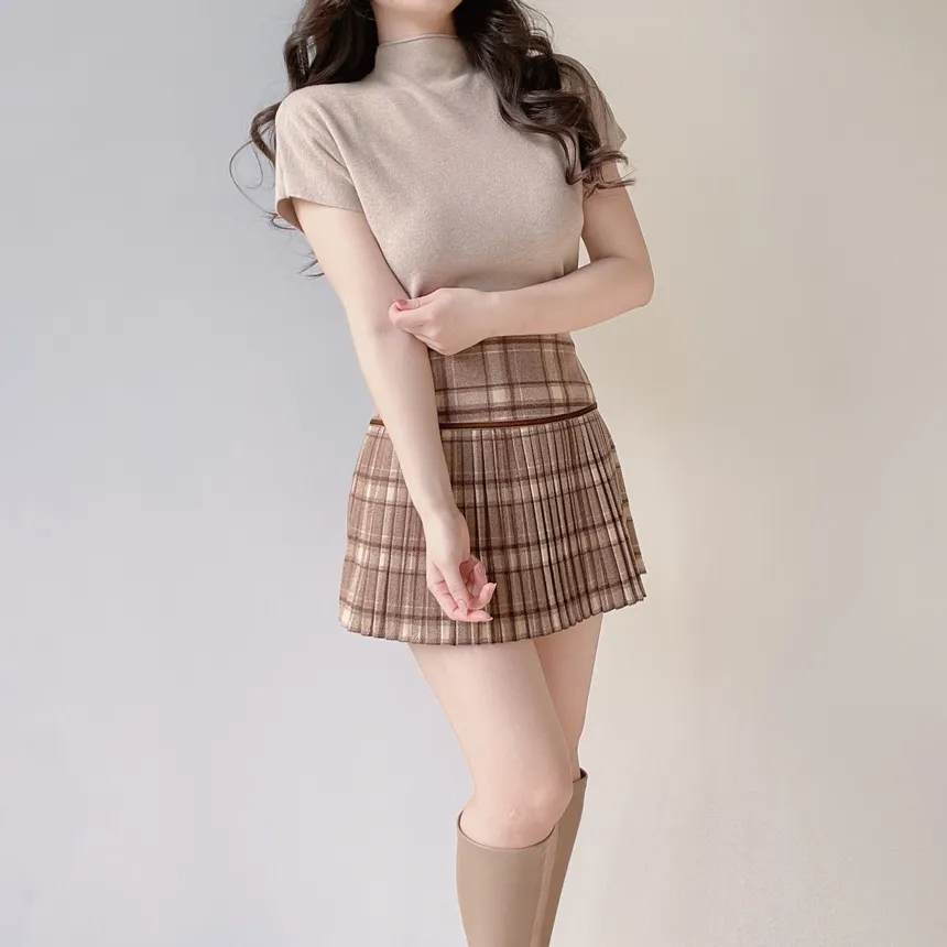 ハーフネック半袖シンプル無地ニット | mirangmirang | 詳細画像23