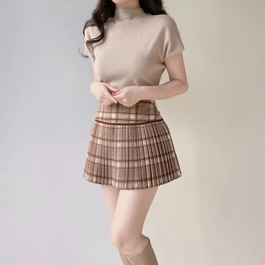 ハーフネック半袖シンプル無地ニット | mirangmirang | 詳細画像25