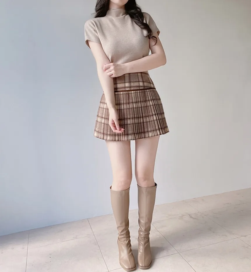 ハーフネック半袖シンプル無地ニット | mirangmirang | 詳細画像26