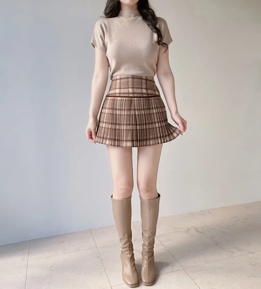 ハーフネック半袖シンプル無地ニット | mirangmirang | 詳細画像27