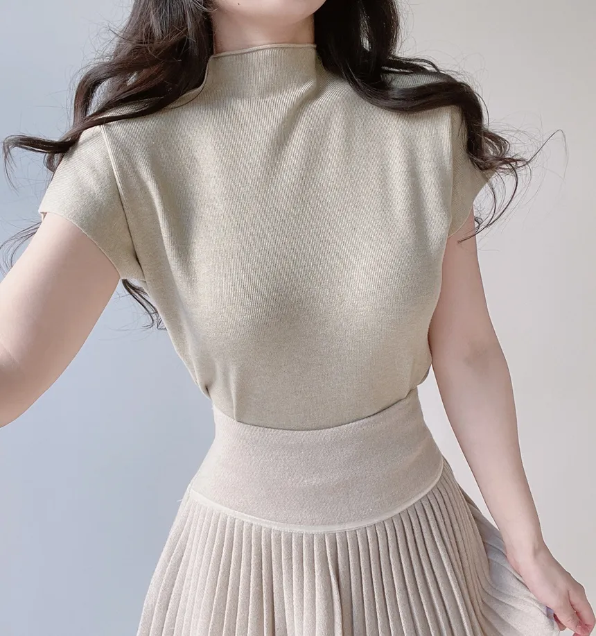 ハーフネック半袖シンプル無地ニット | mirangmirang | 詳細画像39