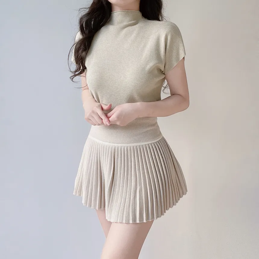 ハーフネック半袖シンプル無地ニット | mirangmirang | 詳細画像40