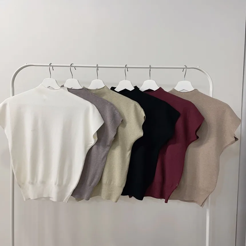 ハーフネック半袖シンプル無地ニット | mirangmirang | 詳細画像46