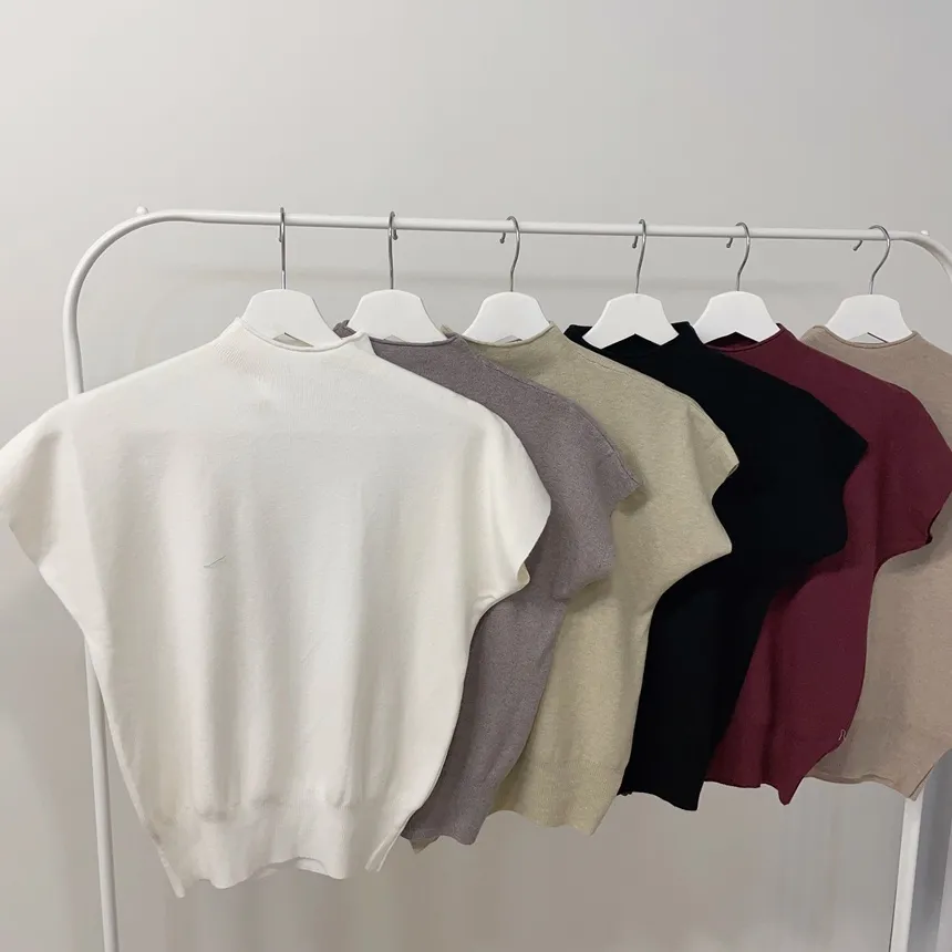 ハーフネック半袖シンプル無地ニット | mirangmirang | 詳細画像48