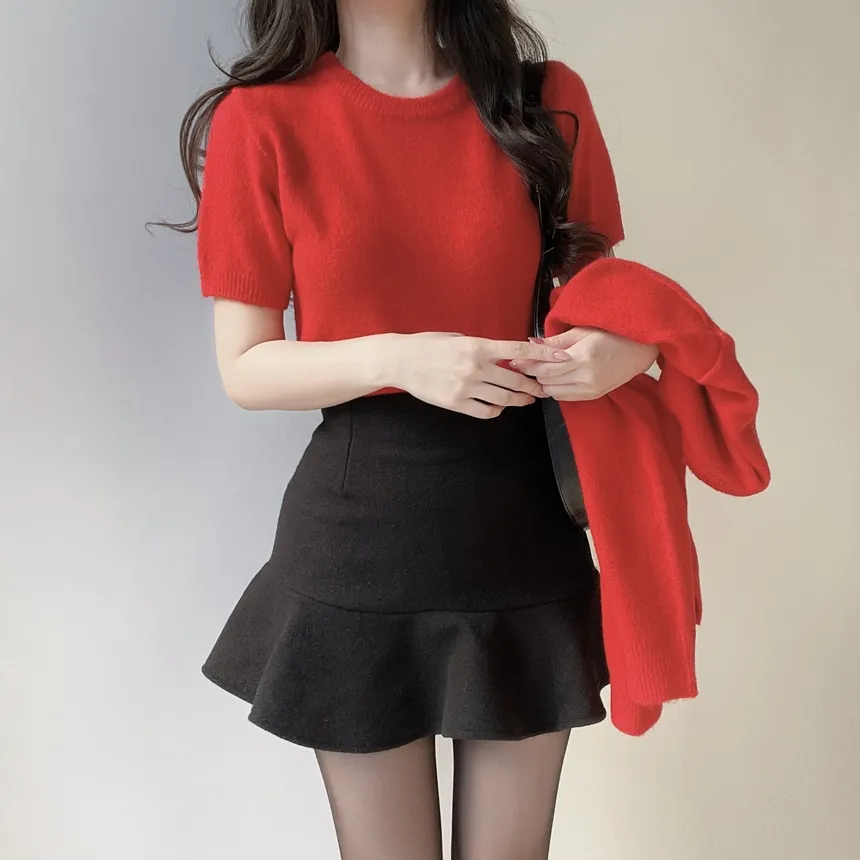 メルトンタッチラウンドネックベーシックシンプルカーディガン | mirangmirang | 詳細画像7