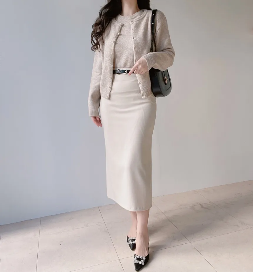 メルトンタッチラウンドネックベーシックシンプルカーディガン | mirangmirang | 詳細画像31