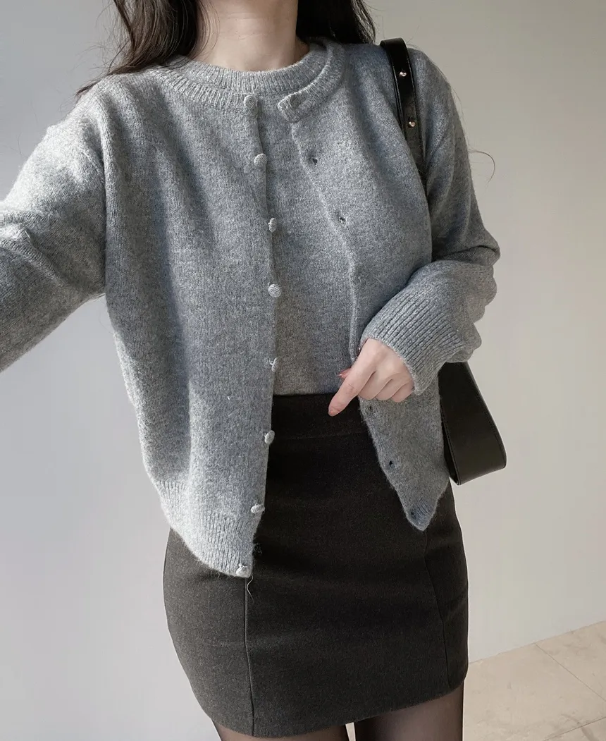 メルトンタッチラウンドネックベーシックシンプルカーディガン | mirangmirang | 詳細画像62