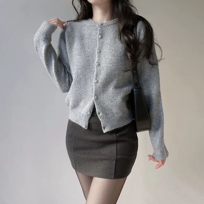 メルトンタッチラウンドネックベーシックシンプルカーディガン | mirangmirang | 詳細画像66