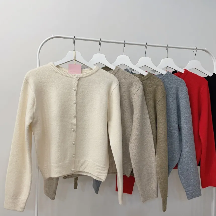 メルトンタッチラウンドネックベーシックシンプルカーディガン | mirangmirang | 詳細画像70