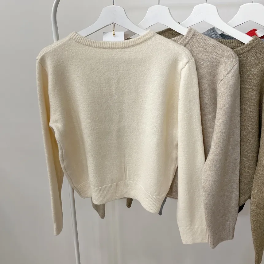 メルトンタッチラウンドネックベーシックシンプルカーディガン | mirangmirang | 詳細画像73