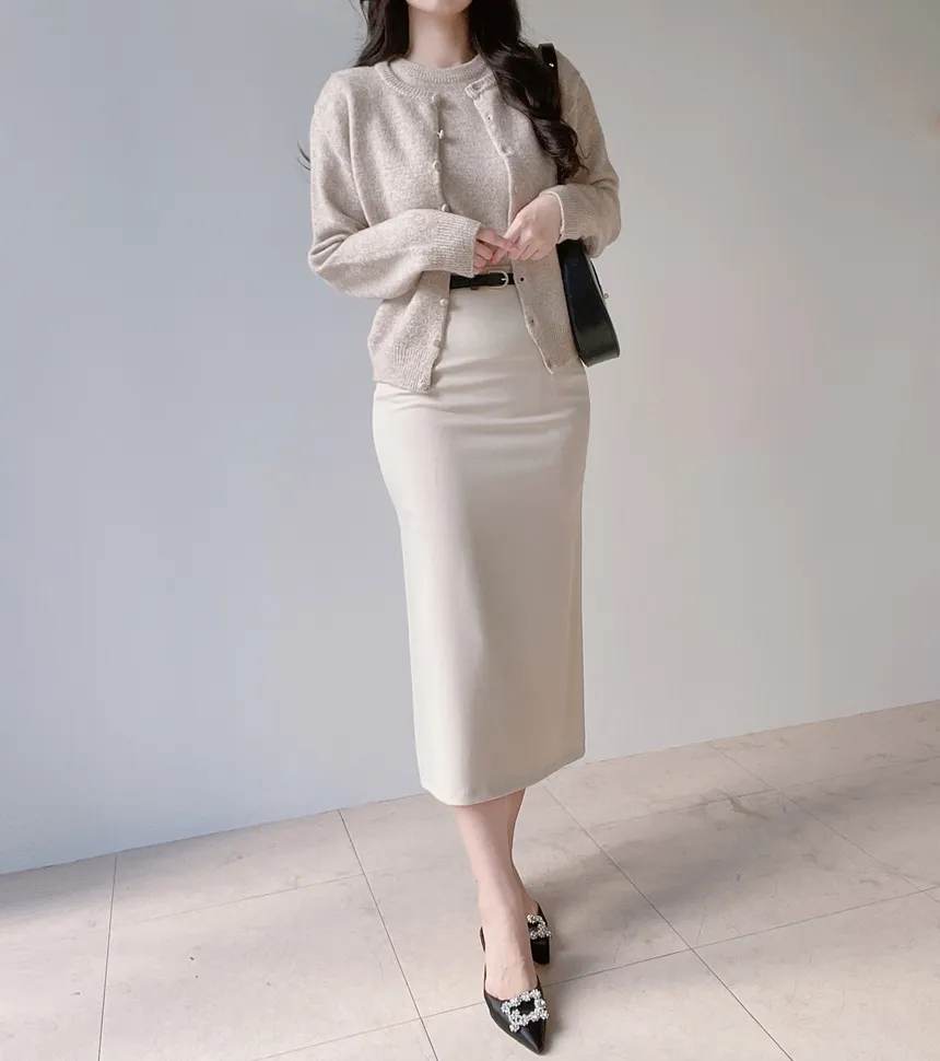 メルトンタッチラウンドネックシンプルベーシック半袖無地ニット | mirangmirang | 詳細画像14