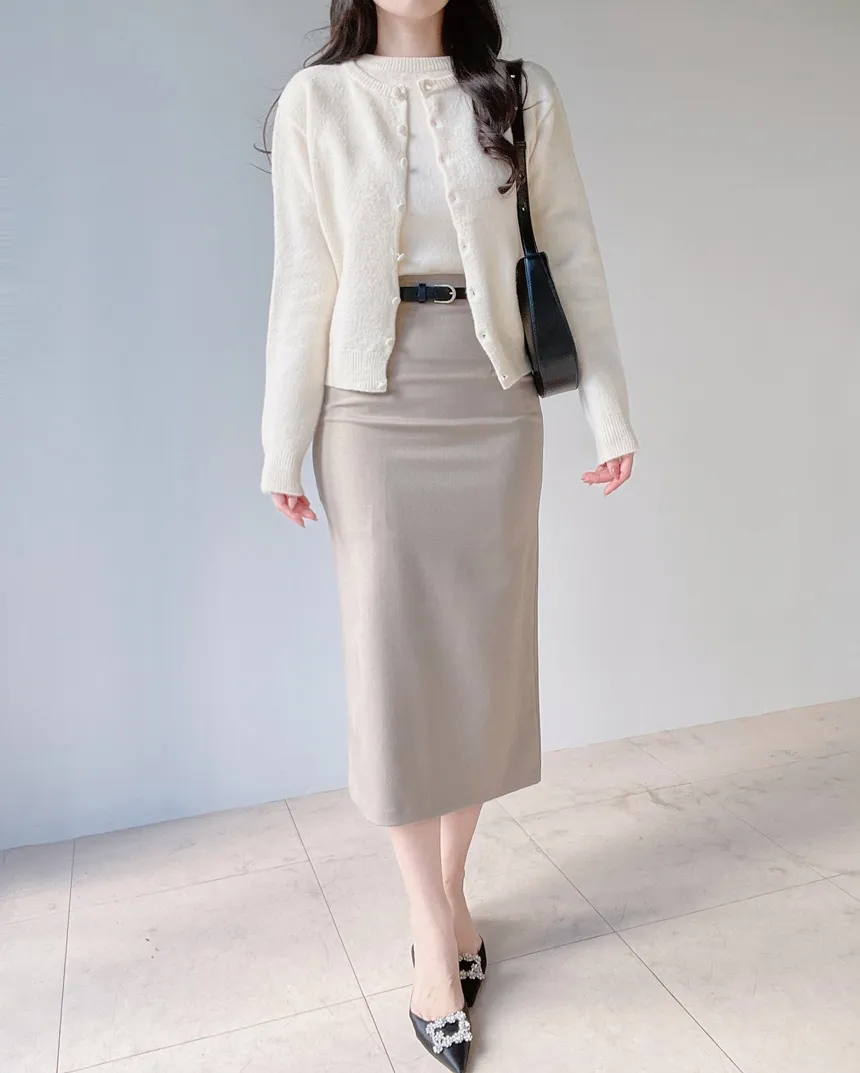 メルトンタッチラウンドネックシンプルベーシック半袖無地ニット | mirangmirang | 詳細画像26