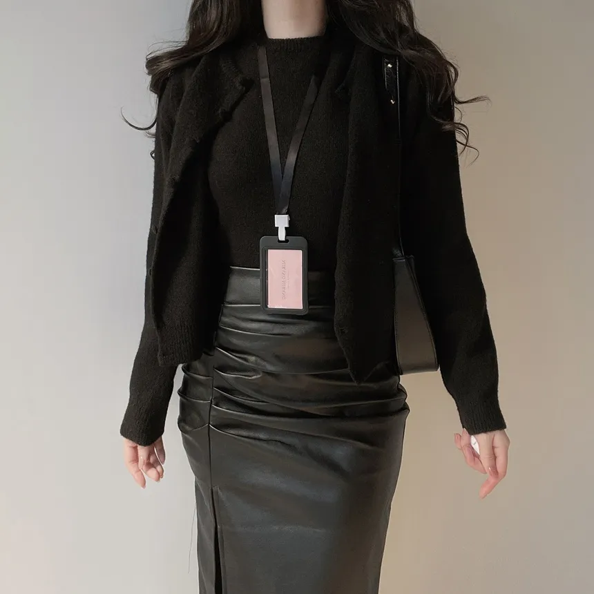 メルトンタッチラウンドネックシンプルベーシック半袖無地ニット | mirangmirang | 詳細画像32