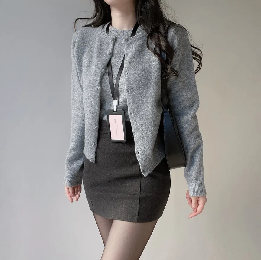 メルトンタッチラウンドネックシンプルベーシック半袖無地ニット | mirangmirang | 詳細画像61