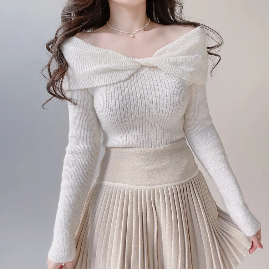 オフショルダーツイストニット | mirangmirang | 詳細画像2