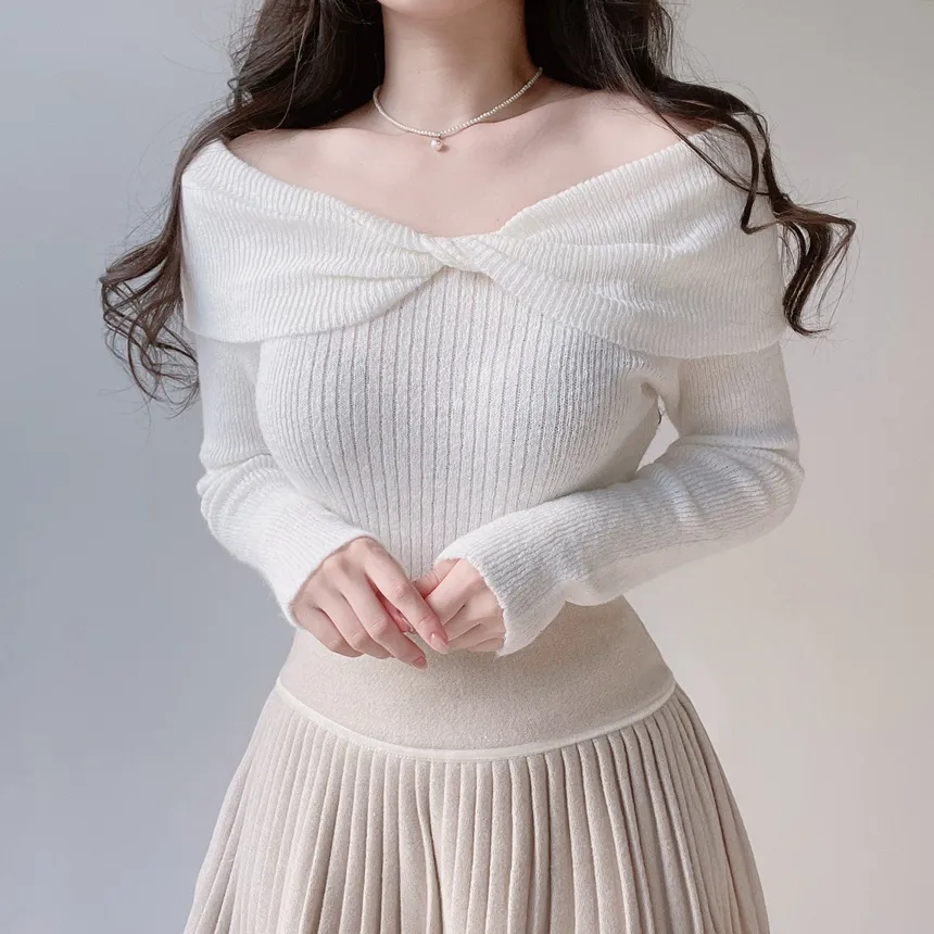 オフショルダーツイストニット | mirangmirang | 詳細画像3