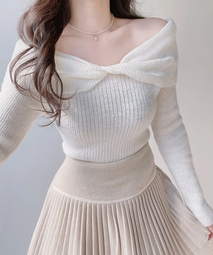 オフショルダーツイストニット | mirangmirang | 詳細画像5