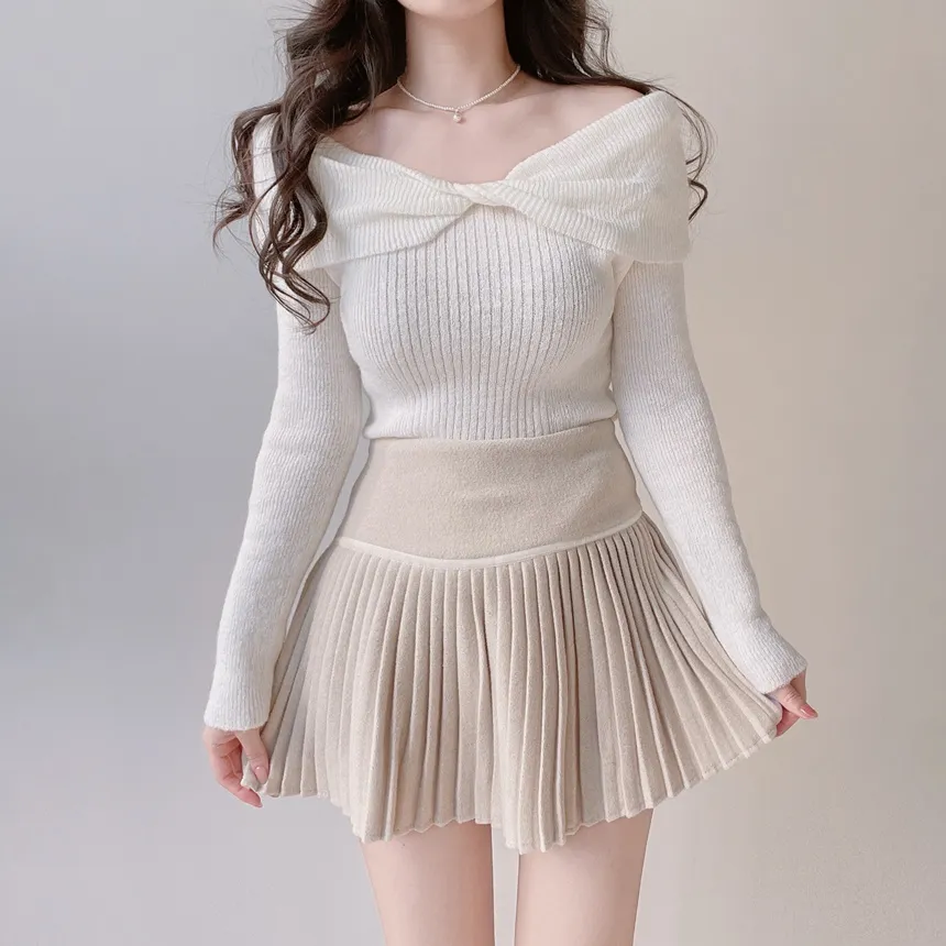 オフショルダーツイストニット | mirangmirang | 詳細画像7