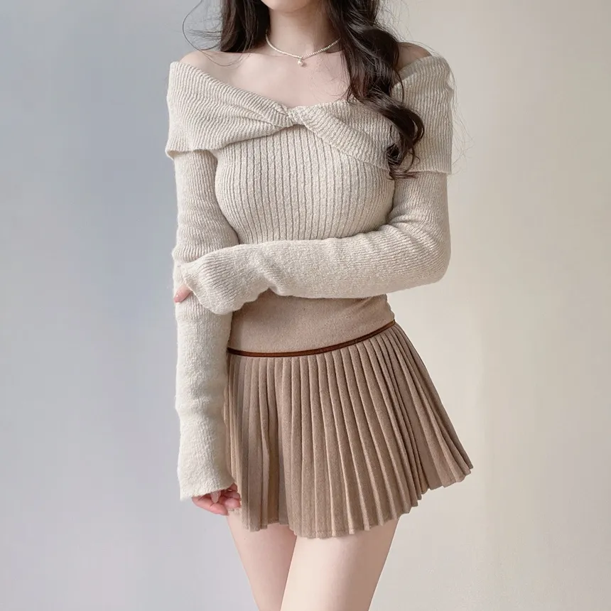 オフショルダーツイストニット | mirangmirang | 詳細画像22