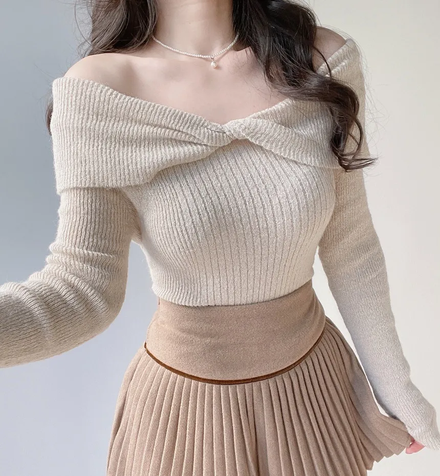 オフショルダーツイストニット | mirangmirang | 詳細画像23