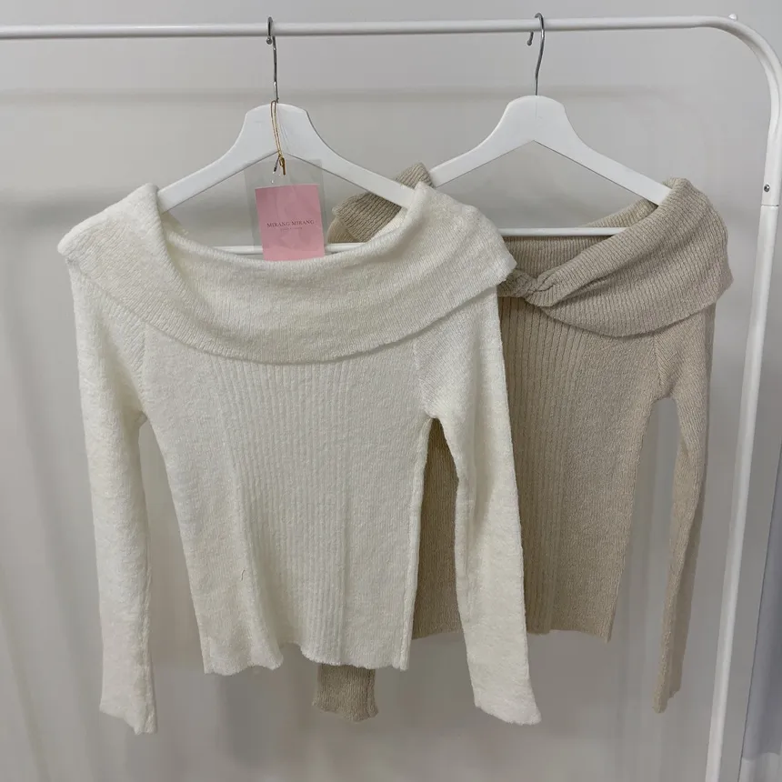 オフショルダーツイストニット | mirangmirang | 詳細画像33