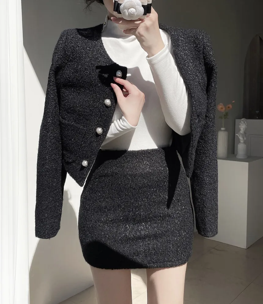 ツイードHラインミニスカート | mirangmirang | 詳細画像22