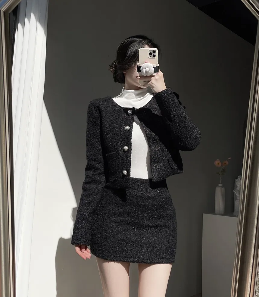 ツイードHラインミニスカート | mirangmirang | 詳細画像26