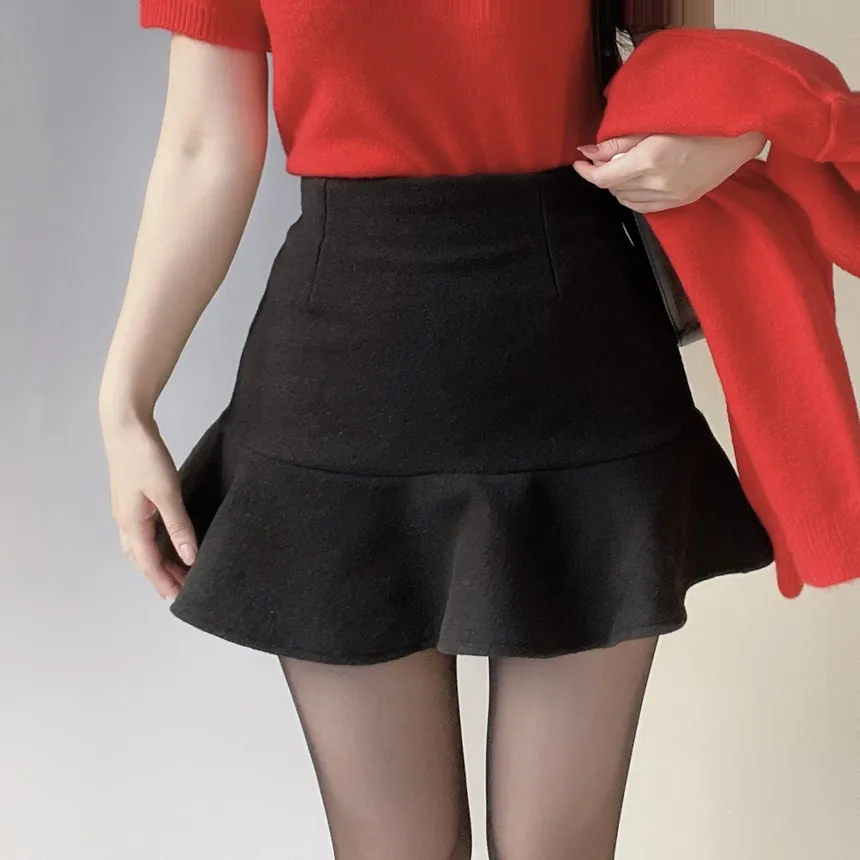 メルトンタッチラッフルHラインスカート | mirangmirang | 詳細画像2