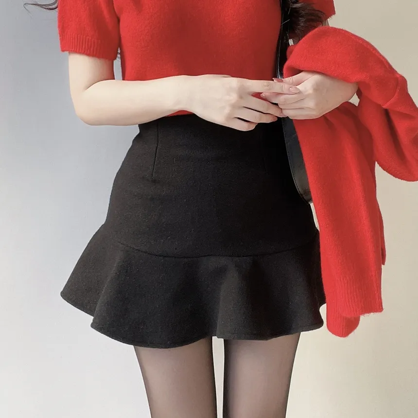 メルトンタッチラッフルHラインスカート | mirangmirang | 詳細画像3