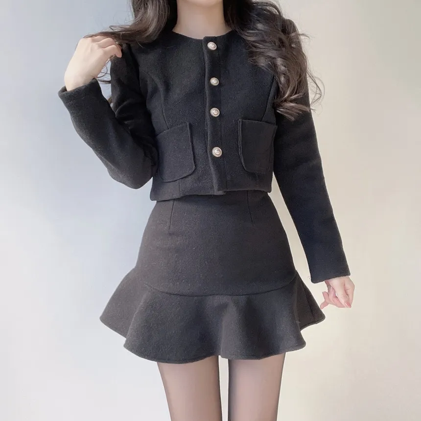 メルトンタッチラッフルHラインスカート | mirangmirang | 詳細画像13